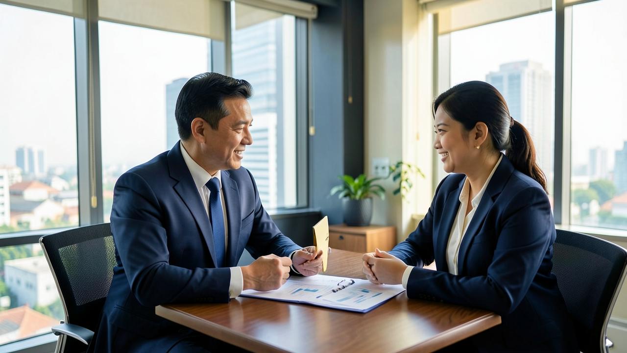 在曼谷办公室与会计师一同核对财务报表的商务会谈