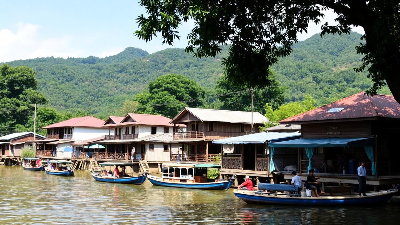 ที่พักและเรือนำเที่ยวริมแม่น้ำแควในเมืองกาญจนบุรี