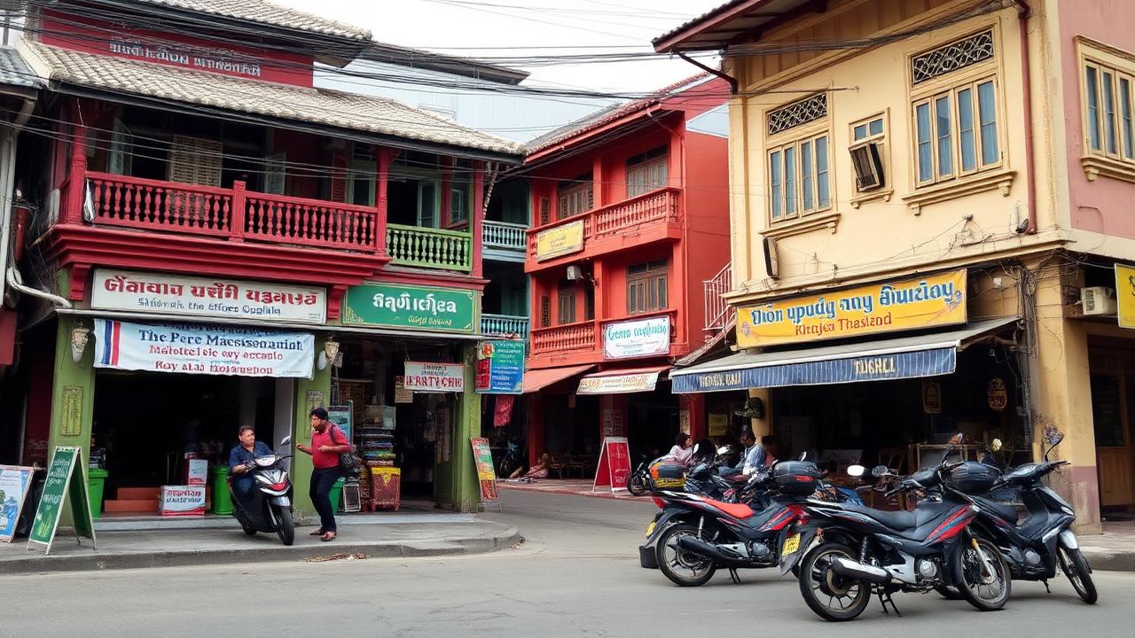 ตึกแถวย่านเมืองเก่าสงขลาที่ปรับเป็นร้านค้าและคาเฟ่