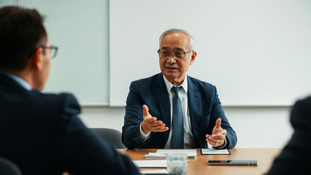 ที่ปรึกษาภาษีอาวุโสอธิบายแผนภาษีให้ลูกค้าฟังในห้องประชุม